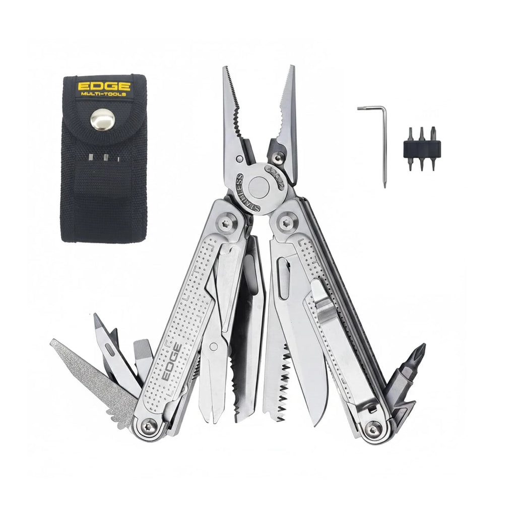 EDGE Multi-Tool Pliers 14-in-1 Stainless Steel Knife Saw Scissors Wire Cutter