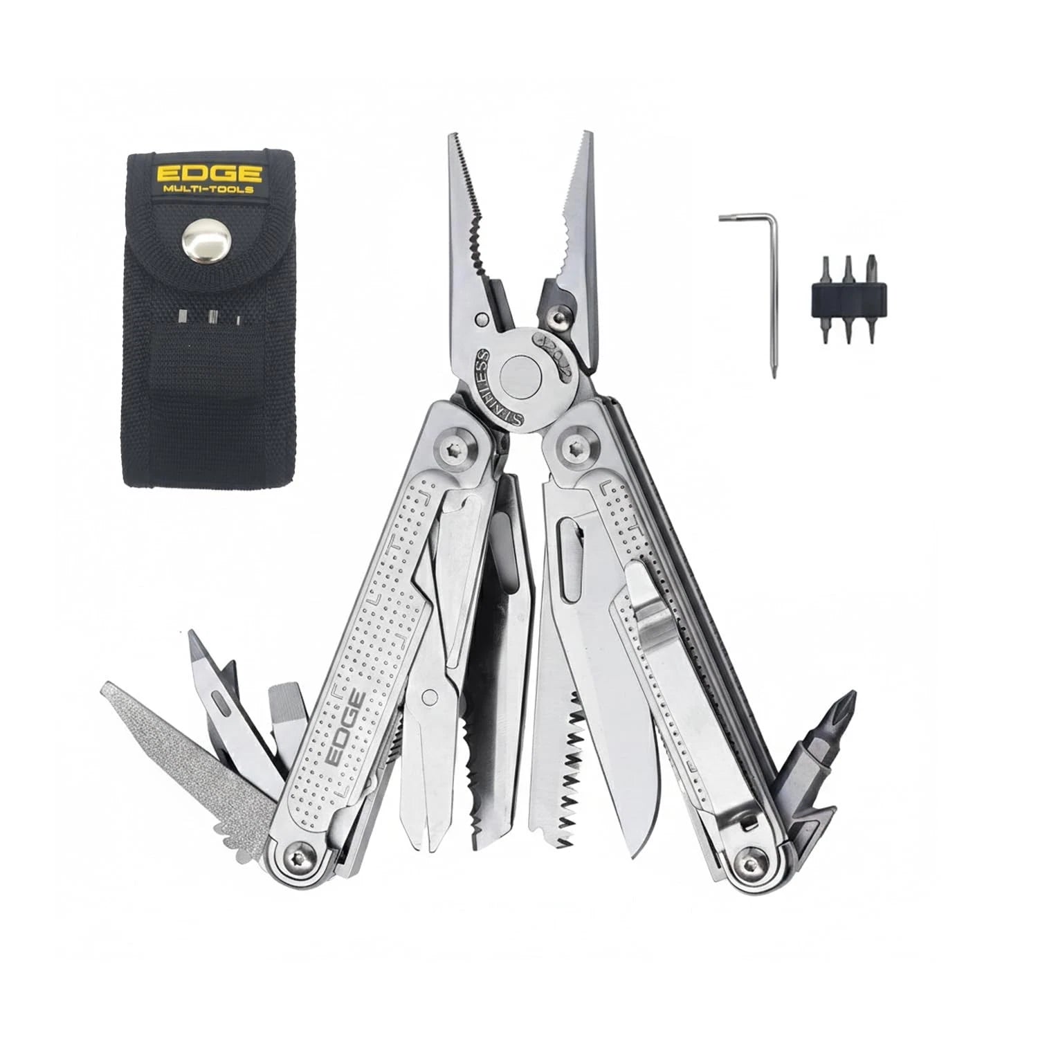 EDGE Multi-Tool Pliers 14-in-1 Stainless Steel Knife Saw Scissors Wire Cutter