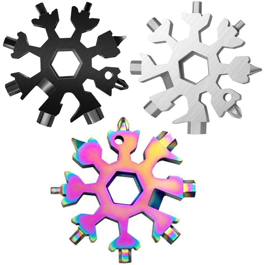 3 Pack 18-in-1 Snowflake Multi-Tool Carbon Steel Multitool Screwdriver Opener