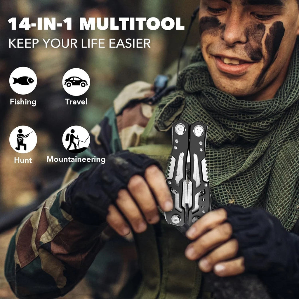 14-In-1 Multitool with Safety Locking, 3.9 x 1.6 x 0.6 inches, Black