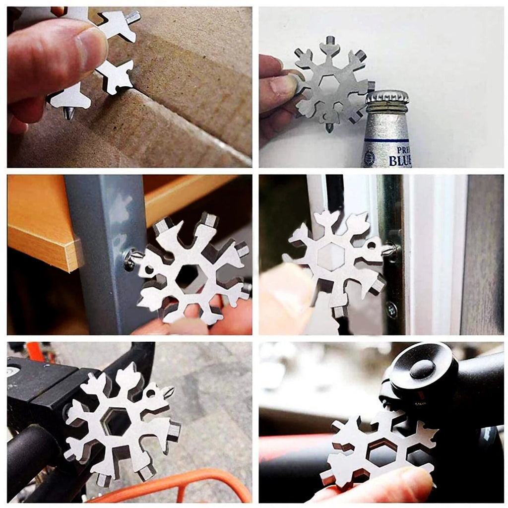 3 Pack 18-in-1 Snowflake Multi-Tool Carbon Steel Multitool Screwdriver Opener