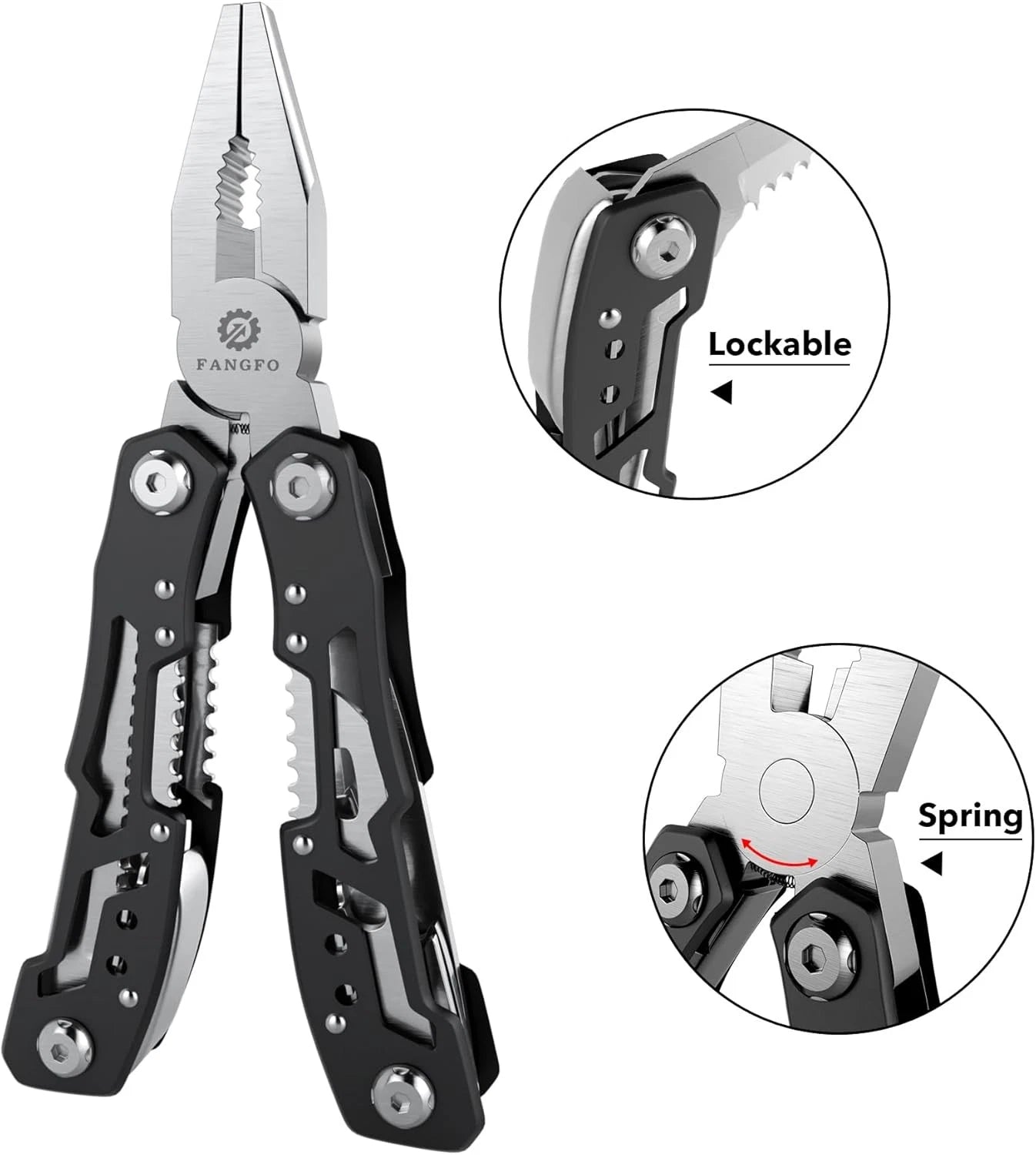 14-In-1 Multitool with Safety Locking, 3.9 x 1.6 x 0.6 inches, Black
