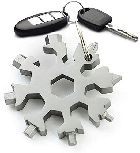 Desuccus 18-in-1 Snowflake Multi Tool, Stainless Steel Pocket Size, Silver
